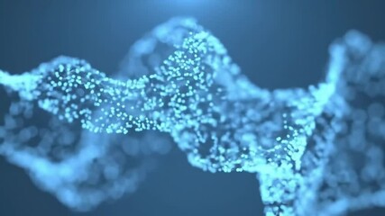 Abstract blue glowing DNA helix particle animation with digital network for science and technology - Powered by Adobe