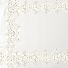 Elegant daman lace border pattern featuring intricate floral embroidery on a white background ideal for fashion textile designs print fabric