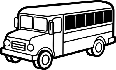 school bus outline vector illustration, line art