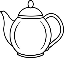 tea pot outline vector illustration, line art
