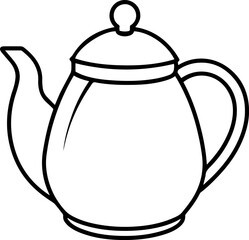 tea pot outline vector illustration, line art