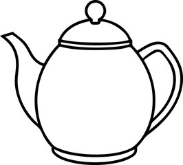 tea pot outline vector illustration, line art