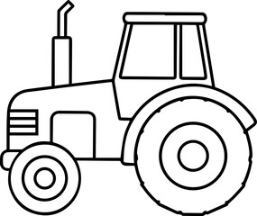 Farm Tractor outline vector illustration, line art