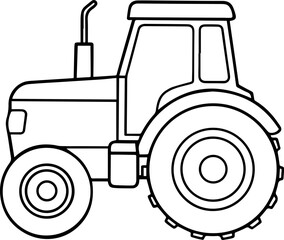 Farm Tractor outline vector illustration, line art