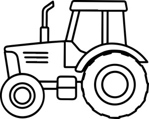 Farm Tractor outline vector illustration, line art