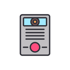 Fototapeta premium Illustration of a minimalist doorbell or intercom system on black surface