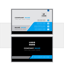 Double-sided creative business card template.blue,black & white color.landscape orientation. Vector illustration graphic design.
