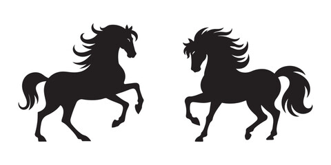 Running wild horse set  silhouette vector illustration design