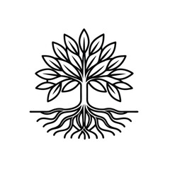 Root System Line Icon Organic Plant Element