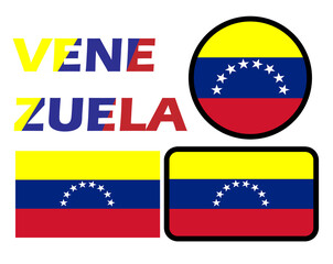 Fototapeta premium Venezuela Text and Multiple Flag vector