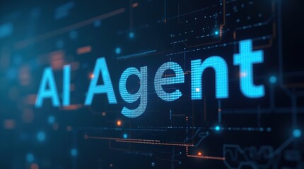 The words AI Agent on a futuristic background symbolizing future agentic autonomy and automation using a chatbot assistant for copilot support through AGI technology for bot assistance