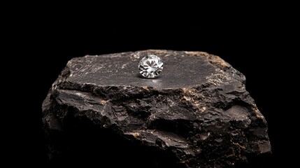 Sparkling diamond jewel atop dark stone pedestal.