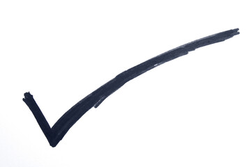 Fototapeta premium Hand drawn black marker check mark on transparent background