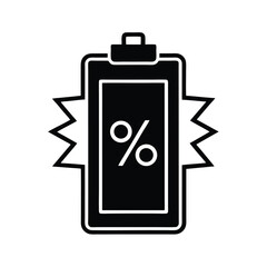 Outline Battery Icon with Percentage for UI Design