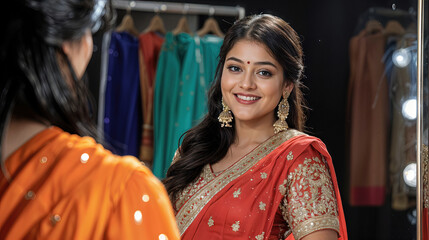 Elegant Woman in Bridal Attire Getting Ready in Dressing Room generative ai