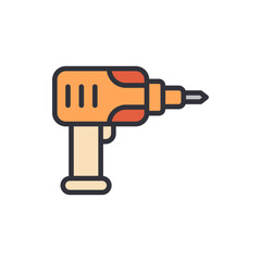 Vibrant vector illustration of an electric drill tool for construction