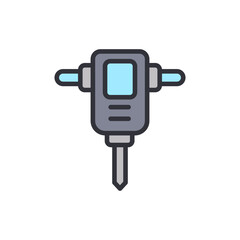 Isolated simple jackhammer icon, a necessary tool for construction work