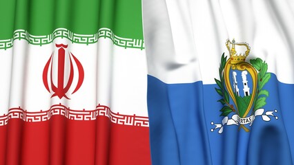 Flags of IRAN and SAN MARINO with realistic cloth texture