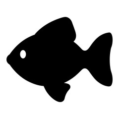 aquarium fish vector silhouette icon, black and white illustration of fish.