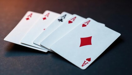 Obraz premium Playing cards arranged in an ace high sequence , diamonds, high card