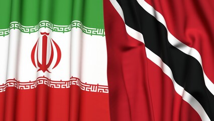Flags of IRAN and TRINIDAD with realistic cloth texture
