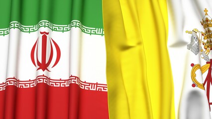 Flags of IRAN and VATICAN with realistic cloth texture