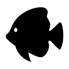 aquarium fish vector silhouette icon, black and white illustration of fish.