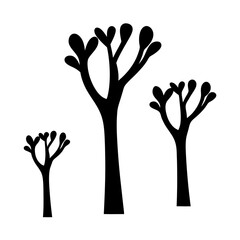 trees vector silhouette icon, black and white illustration of trees.