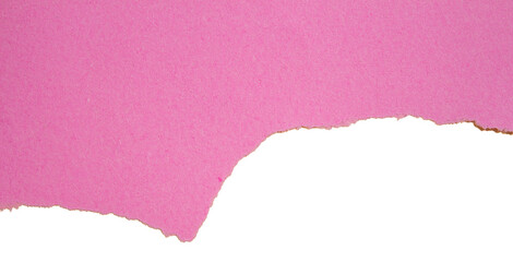 Ripped torn pink paper piece on transparent background, paper tear cut out design element
