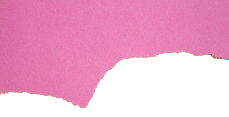 Ripped torn pink paper piece on transparent background, paper tear cut out design element