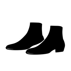 ankle boots vector silhouette icon, black and white illustration of footwear.