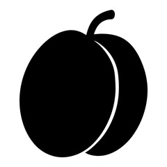 Fototapeta premium apricot vector silhouette icon, black and white illustration of fruits.