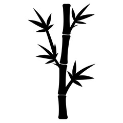 bamboo tree vector silhouette icon, black and white illustration of trees.