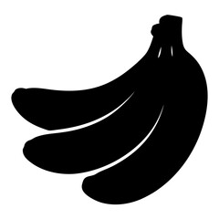 banana vector silhouette icon, black and white illustration of fruits.
