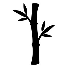bamboo tree vector silhouette icon, black and white illustration of trees.