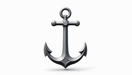 A single, metallic anchor vector illustration isolated on white , sea, maritime, line drawing