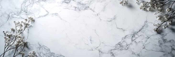 Obraz premium White Marble Texture with Silver Floral Accents