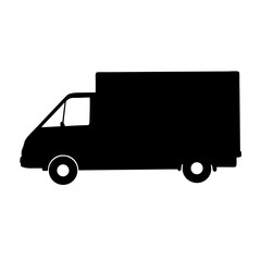 box truck , black and white illustration of vehicles.