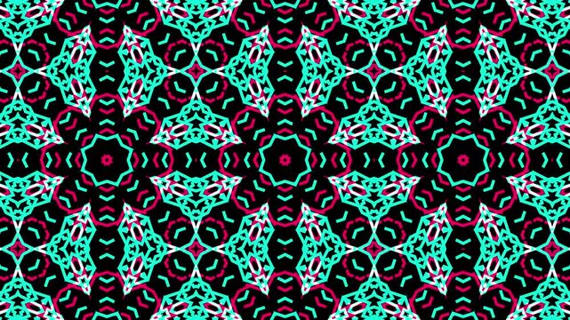 Cyan and magenta psychedelic kaleidoscopic looping background