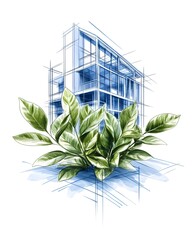 Eco-friendly modern building design concept