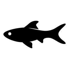 celestial pearl danio fish vector silhouette icon, black and white illustration of fish.