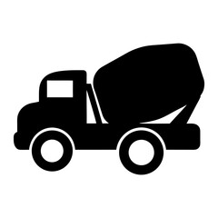 cement mixer truck , black and white illustration of vehicles.