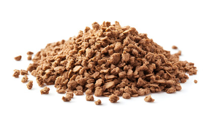 Pile of granola on white background. Healthy snack