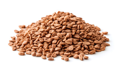 Pile of granola on white background. Healthy snack