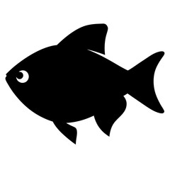 congo tetra fish vector silhouette icon, black and white illustration of fish.