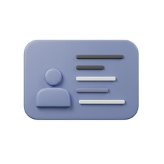 3d identity card illustration on white background