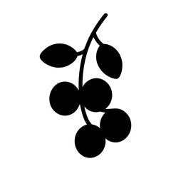 cranberry vector silhouette icon, black and white illustration of fruits.