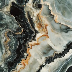 Obraz premium Abstract Swirling Marble Texture in Black, Gray, White, and Gold