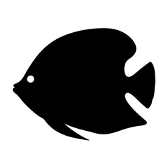 Obraz premium discus fish vector silhouette icon, black and white illustration of fish.