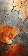 Abstract Cracked Texture Orange, Brown, Gray and Black Tones